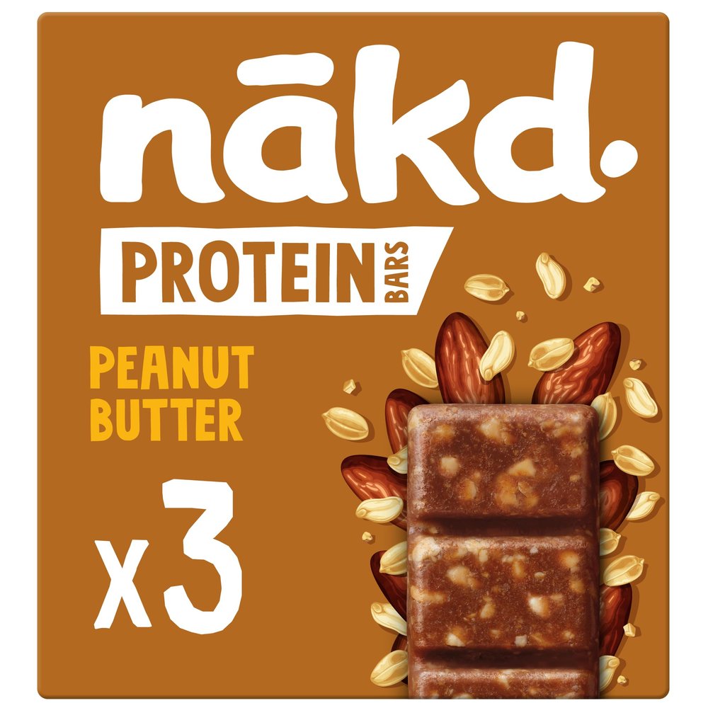 Nakd Peanut Butter Protein Bar - Vegan - Gluten Free - Healthy Snack, 45g x 3