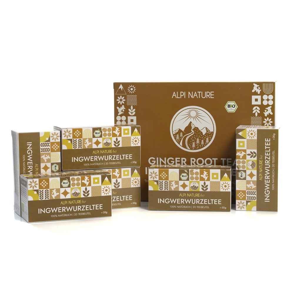 Alpi Nature Organic Ginger Root Tea, 120 Tea Bags, 180g 6.3 oz, Pack of 6 x 20 Bags of 1.5g each