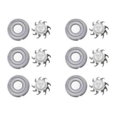6-Pack Electric Shaver Replacement Heads for FS301-FS399/FS850-FS855 Models - 2cm Diameter Stainless Steel Blades, Easy Snap-On Design