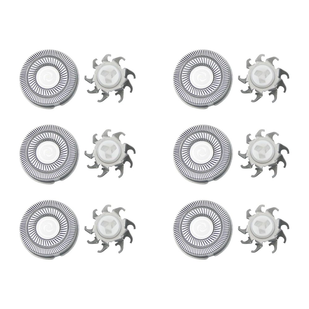 6-Pack Electric Shaver Replacement Heads for FS301-FS399/FS850-FS855 Models - 2cm Diameter Stainless Steel Blades, Easy Snap-On Design