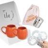 Pumpkin Mug Seasonal Fall Coffee Gift Set with Coffee Stencils Latte Art, Powdered Sugar/Cinnamon Shaker & Custom Drawstring Bag - Hostess Gift and Autumn Essentials view 1