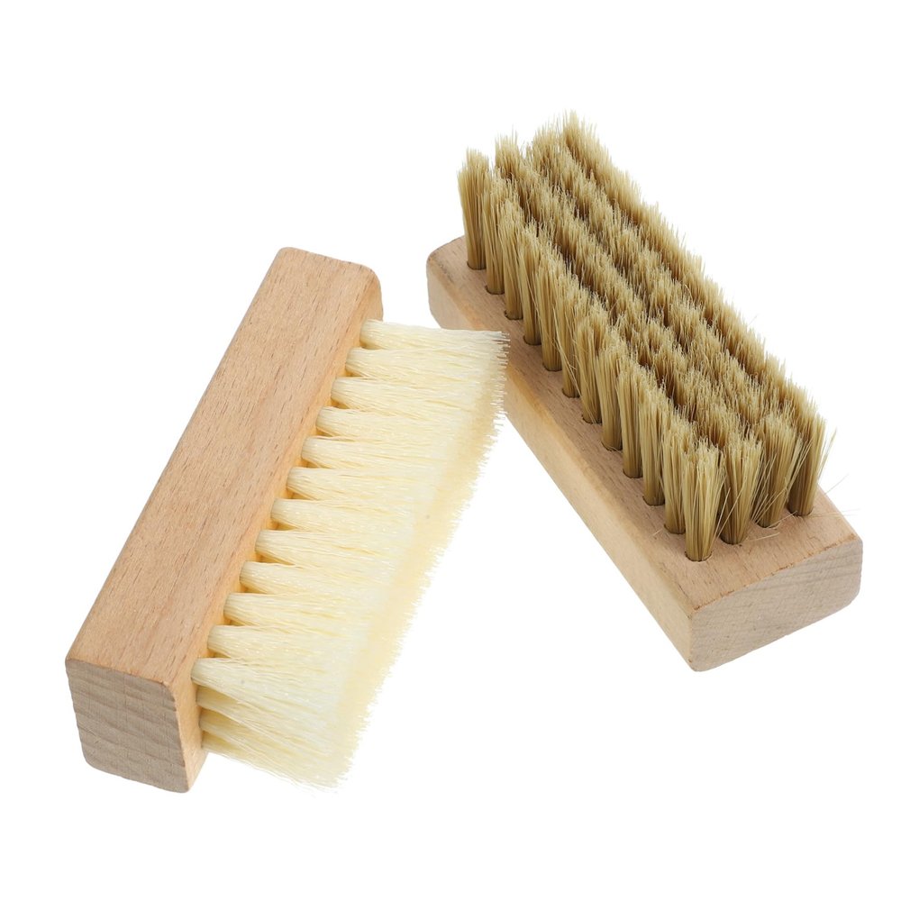 WEKADRIN Cleaning Brush Set 2pcs with Wooden Handle, Hard and Soft Bristle Scrub Brushes for Household Laundry, Shoes Cleaning, Comfortable Grip for Home Use