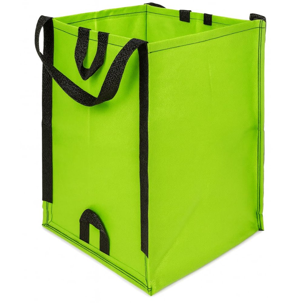 DURASACK Heavy Duty Home and Yard Bags 48-Gallon Reusable Self-Standing Lawn and Leaf Bags Garbage Can with Reinforced Handles, Lime Green