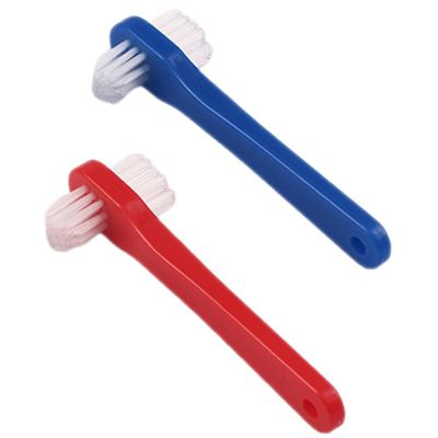 VILLFUL 2pcs Double Head Denture Toothbrushes with Comfortable Non Slip Handle Small Brush Heads for Oral Cleaning Practical False Teeth Brushes for Adults