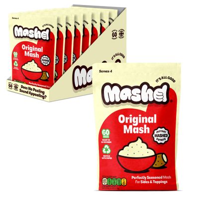 Mashd Original Potato Mash Potato Pouch - Pack of 8 x 140g - Instant Side Dish In One Minute, Just Add Hot Water. 32 Total Servings