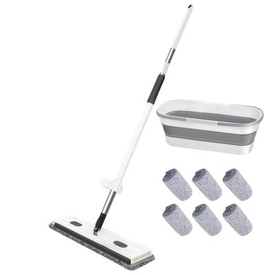 Flat Mop - 16.54 Inches Large Scraper for Floor, Flat with Long Handle, Cleaning Tool for Hardwood, Tile, Carpet, Bathroom, Garage, Apartment, Dormitory, Home, Living Room, Bedroom