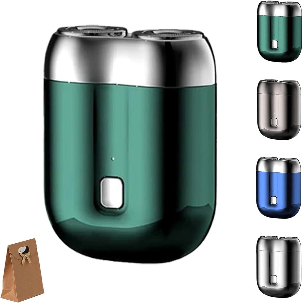 2025 Upgrade Pocket Shaver USB Mini Shavers for Men, Rechargeable Waterproof Compact Electric Shaver, Double Head Razor, Electric Mini Portable Razor (Green)