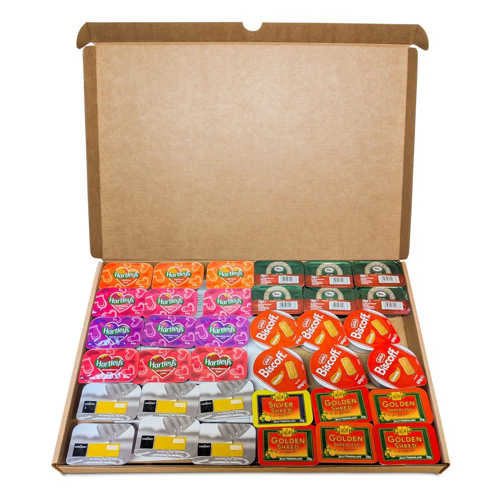 Individual Jam Portions Selection- Breakfast Jams, Spreads, Preserves, Honey, Biscoff Spread, Lyles Golden Syrup and Marmalade | Single Serve Jam | 36 Portions