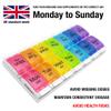 PILLBOX7 Weekly Pill Boxes 7 Day 2 Times a Day Monday - Sunday, AM PM, Easy to Open, Pill Organiser 2 Times a Day | 7 Day 2 Compartments Day and Night with Push Buttons, Weekly Pill Organiser - Large view 2