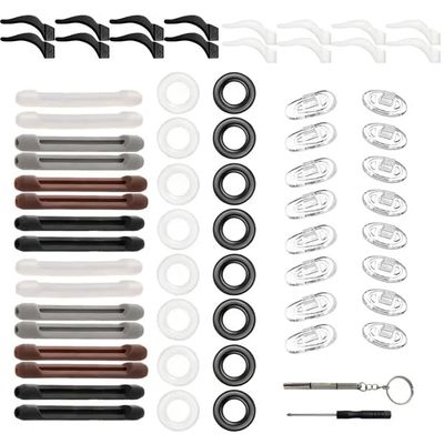 32 Pairs Anti-Slip Glasses Accessories (Nose Pads + Ear Hooks + Arm Tips) with Screwdriver, Nose Pads Silicone, Anti Slip Glasse Grips, Glasse Ear Grips, Sunglasses, Reading Glasses, Eyewear