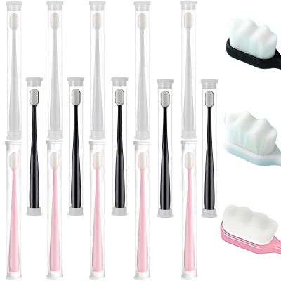 15 Pcs Individually Wrapped Soft Toothbrush Set, Portable Soft Bristle Toothbrush Manual Toothbrushes Business Trip Travel for Sensitive Gums Office Workers Youngster (Black, White Pink)