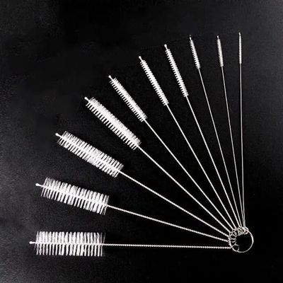 10 Pcs Nylon Straw Cleaning Brush Set Bottle Pipe Cleaner Brushes for Straws, Kettles, Tubes & Spouts Flexible Stainless Steel Wire with High-Density Nylon Bristles Pipe Cleaner Set (White)