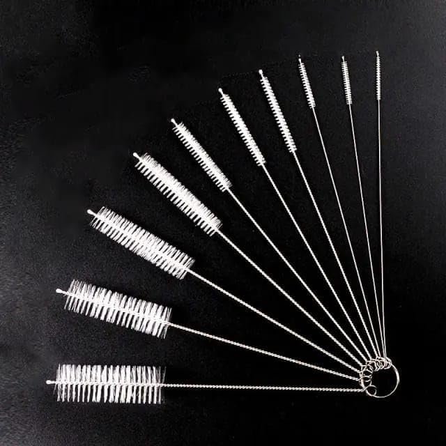10 Pcs Nylon Straw Cleaning Brush Set Bottle Pipe Cleaner Brushes for Straws, Kettles, Tubes & Spouts Flexible Stainless Steel Wire with High-Density Nylon Bristles Pipe Cleaner Set (White)