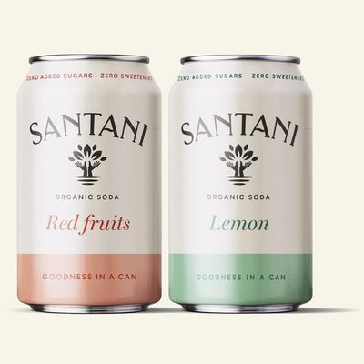 SANTANI Organic Lemon Soda and Red Fruits, 12 Pack (330ml Cans), Zero Added Sugar, Zero Sweeteners, Premium Organic Sparkling Drink with Natural Lemon & Red Fruits Flavour, Goodness in a Can