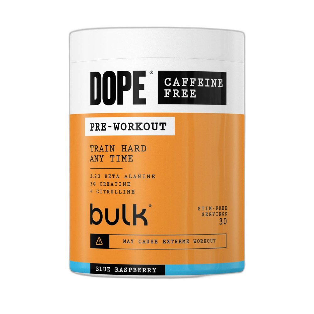 Dope Caffeine Free Pre-Workout Powder, Blue Raspberry, 510g