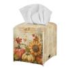 ZOUTAIRONG Sunflower Pumpkin Tissue Box Holder Thanksgiving Leather Tissue Box Cover Square with Bottom Belt for Bathroom, Dresser, Tabletop, Office, Car view 2