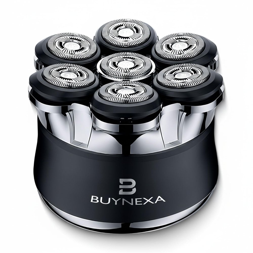 BUYNEXA 7D Electric Head Shaver for Bald Men, Floating Rotary Blades, Wet & Dry Waterproof Razor, USB Rechargeable Cordless Grooming Kit for Head & Face