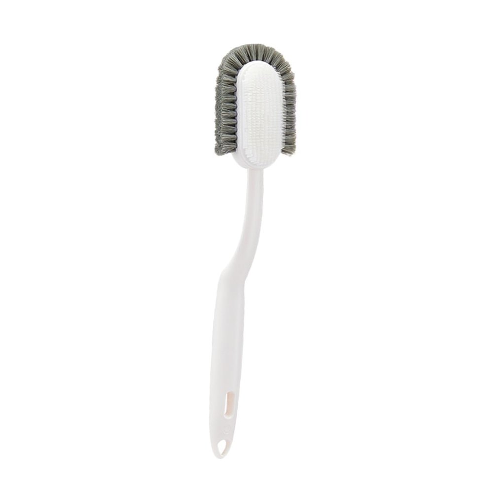 WEKAMOS Household Cleaning Brush for Shoes with Long Handle, Soft Bristles Plastic Washing Brush for Sneakers and Laundry, White, Multipurpose Shoe Scrub Tool for Home Cleaning