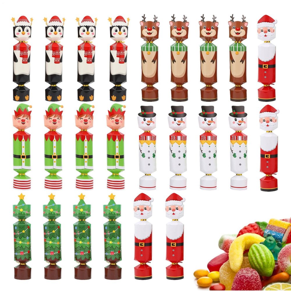 EUBEISAQI Christmas Party Crackers - 24 Piece Christmas Crackers with Prizes for Adults - Holiday Supplies Ornaments Table Decor for Kids Boys Girls Family