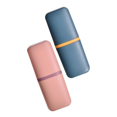 Homoyoyo 2pcs Portable Travel Toothbrush Holder Cup Pink for Camping Business Trip Home School Bathroom Use
