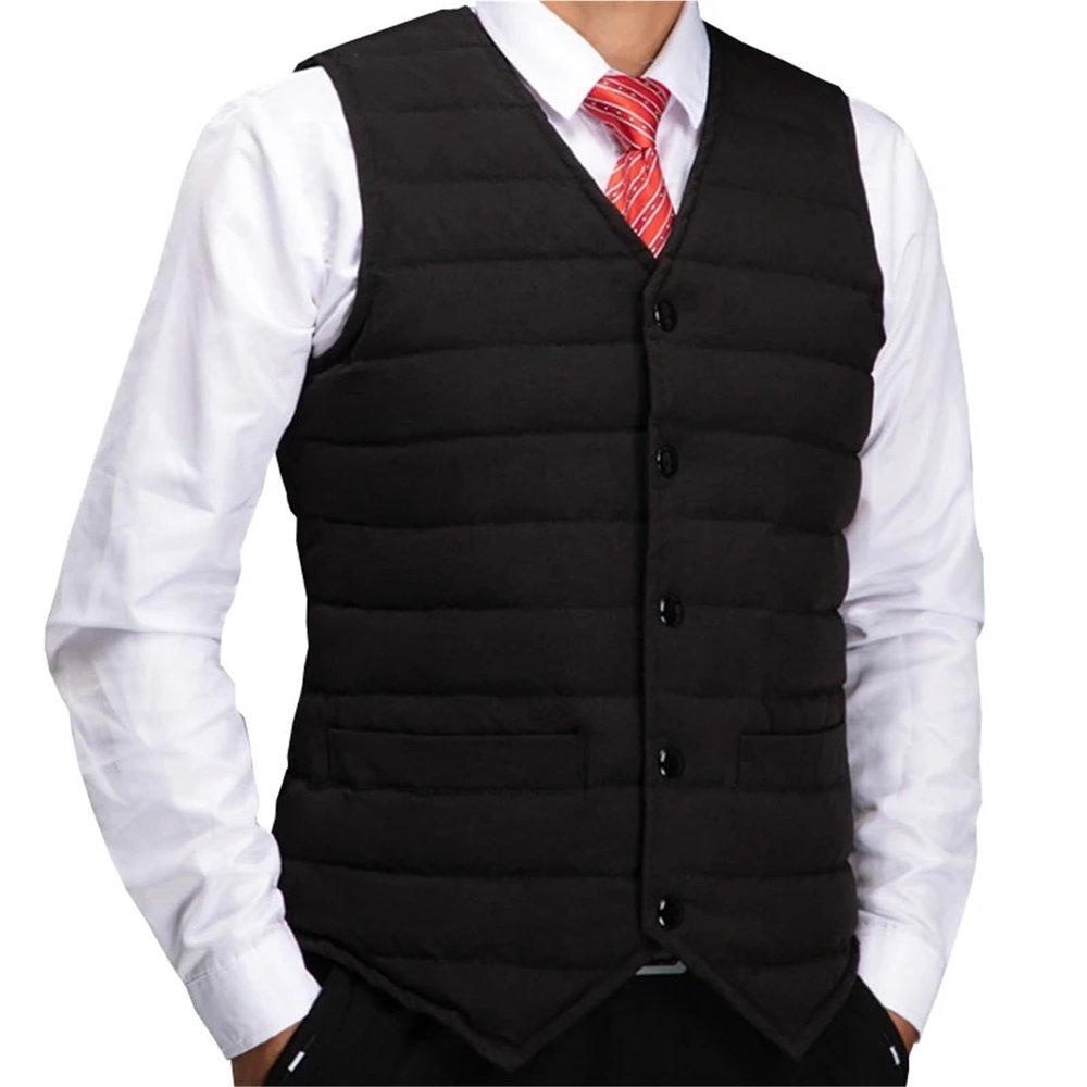 Down Vest 6/7/8XL Plus Size Mens Down Vest Jacket Men Autumn Warm Sleeveless Jackets Male Winter Casual Waistcoat(Black,M)