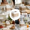 2 Pack Beach Rustic White Wood Square Tissue Box Cover with Slide-Out Bottom Panel - Beach Bathroom Decor Tissue Box Holder with Starfish for Living Room, Desk, Bedroom, Bathroom view 4