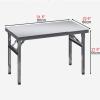 NQNFWCRJ Portable Work Table Thick Stainless Steel Double Spring Folding Dining Table with Adjustable Raised Legs No Assembly Required view 2