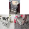 NQNFWCRJ Portable Work Table Thick Stainless Steel Double Spring Folding Dining Table with Adjustable Raised Legs No Assembly Required view 3