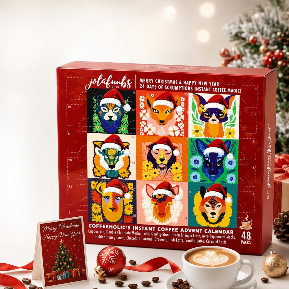 Instant Coffee Advent Calendar 2026 for Adults 24 Days Flavoured Countdown Gift Set Secret Santa, Stocking Fillers, Xmas Eve Treats Christmas, Gifts for Women & Men Coffee Lovers