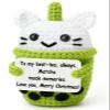 Weming Best Friend Christmas Gift Mini Crochet Boba Tea Plush with Kitty Lid, Matcha Green or Pink, Handmade 4-inch, Best-Tea Pun sign, Cute Kawaii, Stocking Stuffer, Sister Gift view 1
