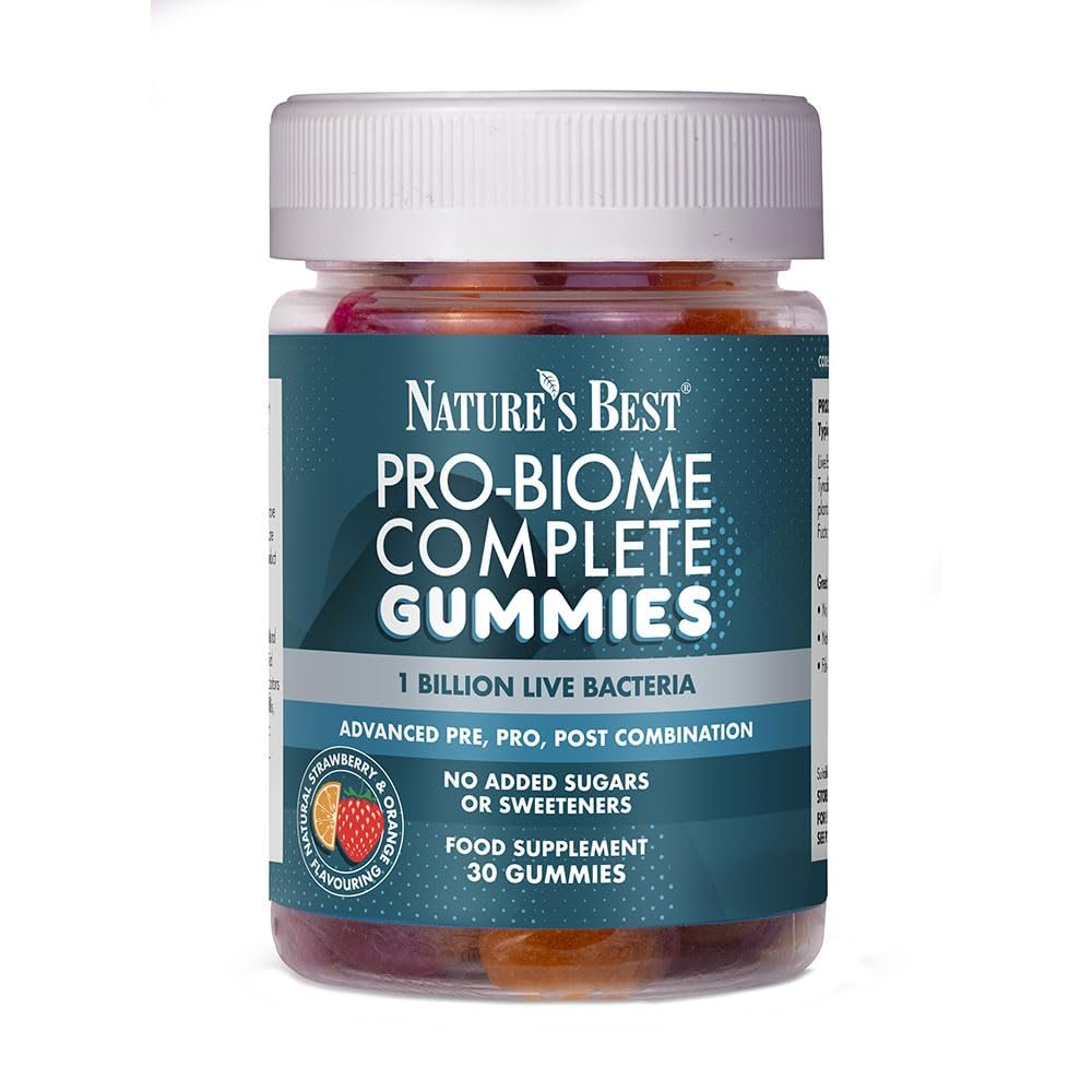 Natures Best ProBiome Complete Gummies - One Billion Live Bacteria - Strawberry & Orange Flavour - 30 Gummies (30 Day Supply)