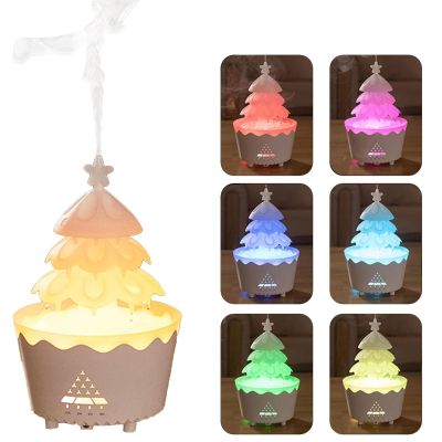Christmas Tree Diffuser, 250ml Raindrop Humidifier Diffuser with Remote Control, Rain Cloud Essential Oil Humidifier with 7 Color Gradient Lights for Home, Office Decor Gift