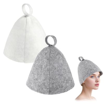 2Pcs Sauna Hats Wool Sauna Hat for Women Gray and White Sauna Cap for Men Women Bath House Accessories