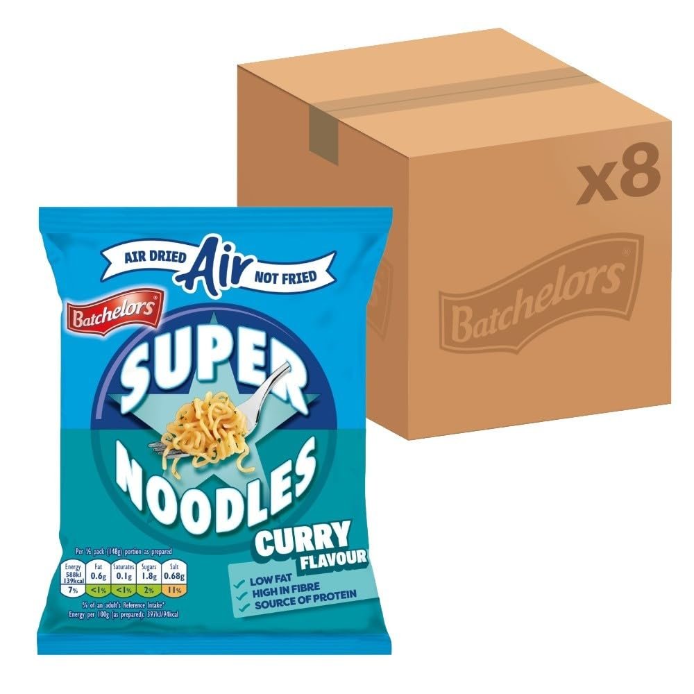 Batchelors Super Noodles Air Dried Low Fat Curry Flavour, 81 g (Pack of 8)