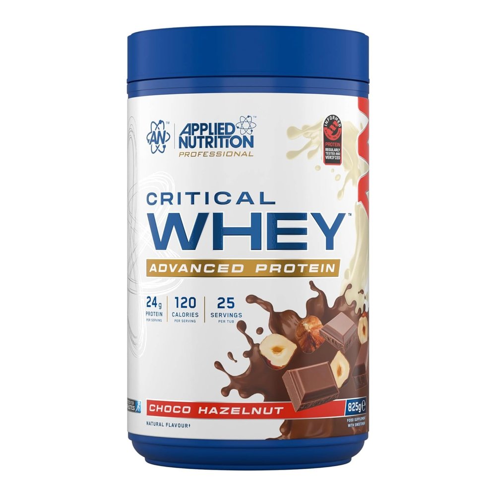 Applied Nutrition Critical Whey Protein Powder 24g Protein per Serving, High Protein Powder, Protein Shake with BCAAs & Glutamine Muscle Growth & Recovery (825g - 25 Servings) (Choco Hazelnut)