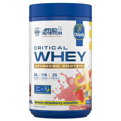 Applied Nutrition Critical Whey Protein Powder 24g Protein per Serving, High Protein Powder, Protein Shake with BCAAs & Glutamine Muscle Growth & Recovery (825g - 25 Servings) (Banana Strawberry)
