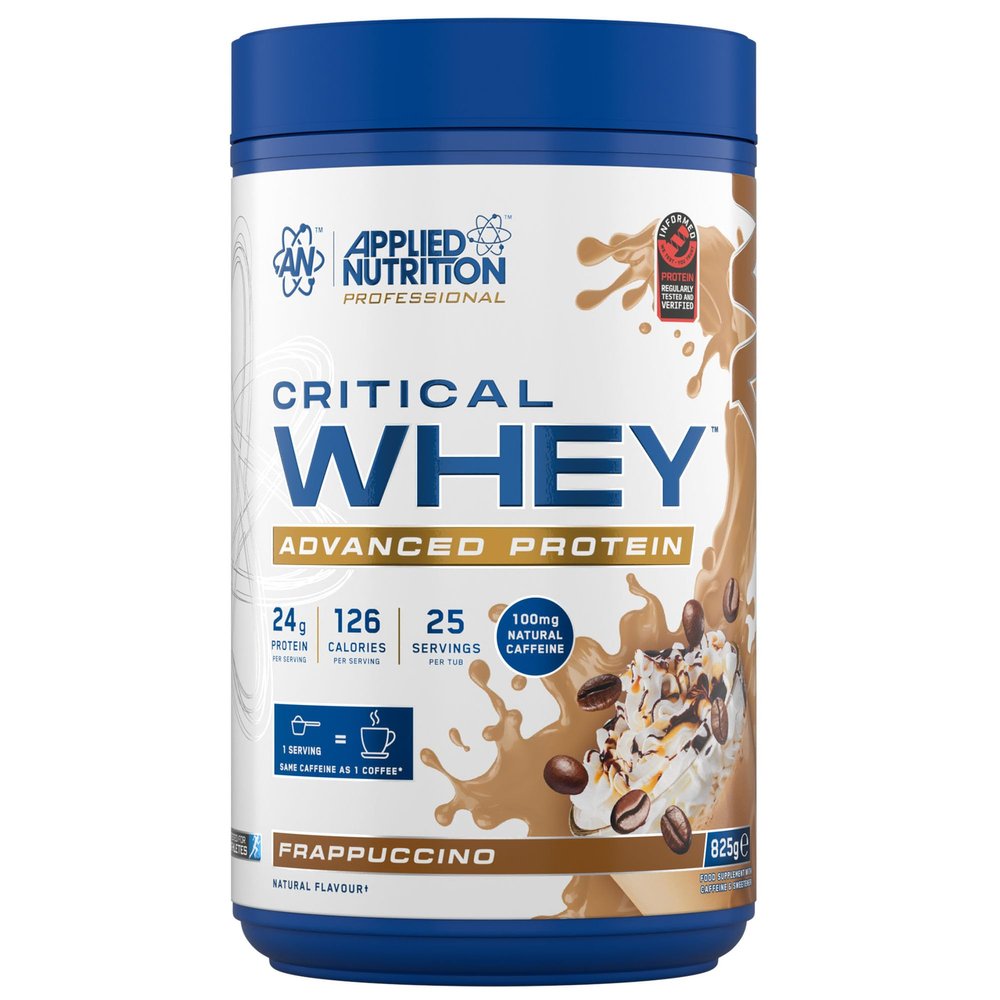 Applied Nutrition Critical Whey Protein Powder 24g Protein per Serving, High Protein Powder, Protein Shake with BCAAs & Glutamine Muscle Growth & Recovery (825g - 25 Servings) (Frappuccino)