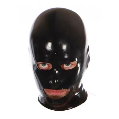 100% Latex Hood Adult Mask Rubber Hood Open for Mouth and Eyes and Nose Deadpool Mask,Black,M