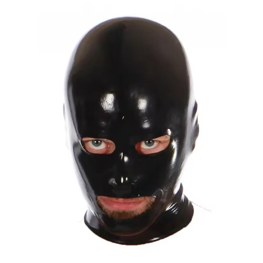 100% Latex Hood Adult Mask Rubber Hood Open for Mouth and Eyes and Nose Deadpool Mask,Black,M