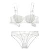 Women's Sexy French Lace Lingerie Set Thin Sheer Bra and Panty Matching Wear for Summer Daily Use (White, 38) view 1
