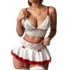Women's Sexy Lace Mini Skirt Set with Eye Elegant Wear for Home Comfort and Style (White, L) view 1