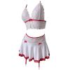 Women's Sexy Lace Mini Skirt Set with Eye Elegant Wear for Home Comfort and Style (White, L) view 2