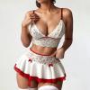 Women's Sexy Lace Mini Skirt Set with Eye Elegant Wear for Home Comfort and Style (White, L) view 3