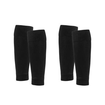 2 Pairs Footless Football Socks Adult Sock Sleeves Black Durable Pre-Cut Shin Pad Sleeves for Football Games & Beginners