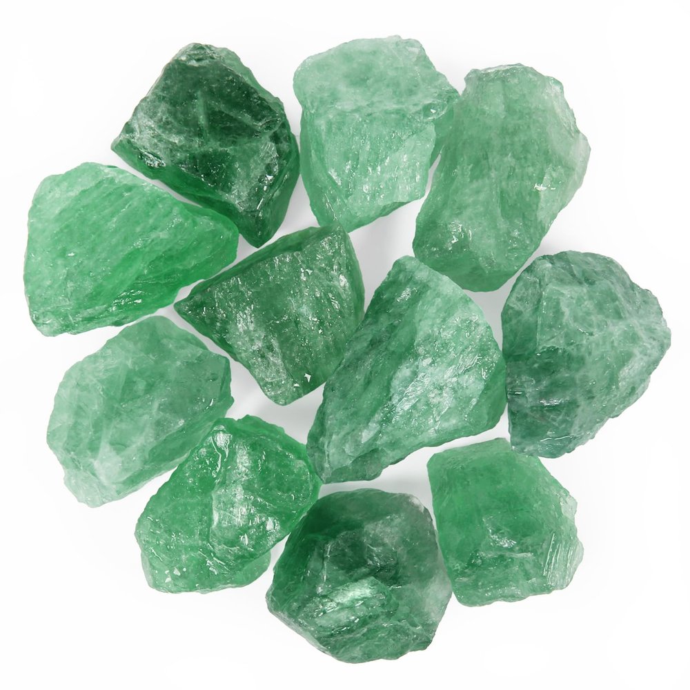 1.1 lb Bulk Raw Green Fluorite Stones Natural Rough Crystals for Decoration, Tumbling, Cabbing, Wire Wrapping & Crafts