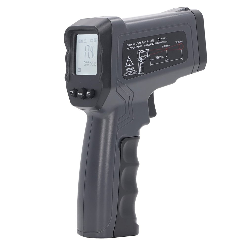 MasYosh Handheld Thermometer, Infrared Temperature Gun with 12:1 50:1 Distance Ratio and LCD Display, for Cooking Oven Air Conditioner Refrigerator Soap Making Equipment
