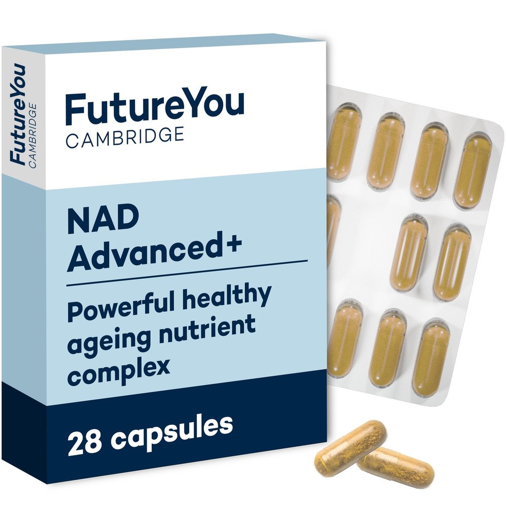 FutureYou Cambridge NAD+ Advanced Cellular Energy & Healthy Ageing Support with Nicotinamide Riboside, Veri-te Resveratrol, Green Tea Extract, Zinc & B Vitamins Vegan, 28 Capsules (28-Day Supply)