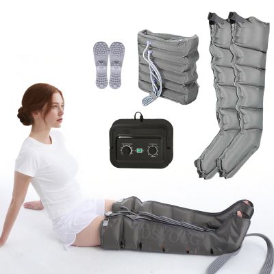 6 Cavity Electric Air Compression Massager Machine,Lymphatic Drainage Air Compression Leg Massager,Full Body Waist Arm Leg Relax Instrument,Pressotherapy Lymphatic Drainage (Grey, 2legs+WAIS