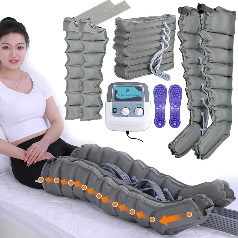6/8 Cavity Pressotherapy Air Compression Full Body Massager, Lymphatic Drainage Massager Legs, Electric Circulation Improve Pain Waist Arm, Leg Massagers for Circulation (8 Cavity, 2legs+2ar