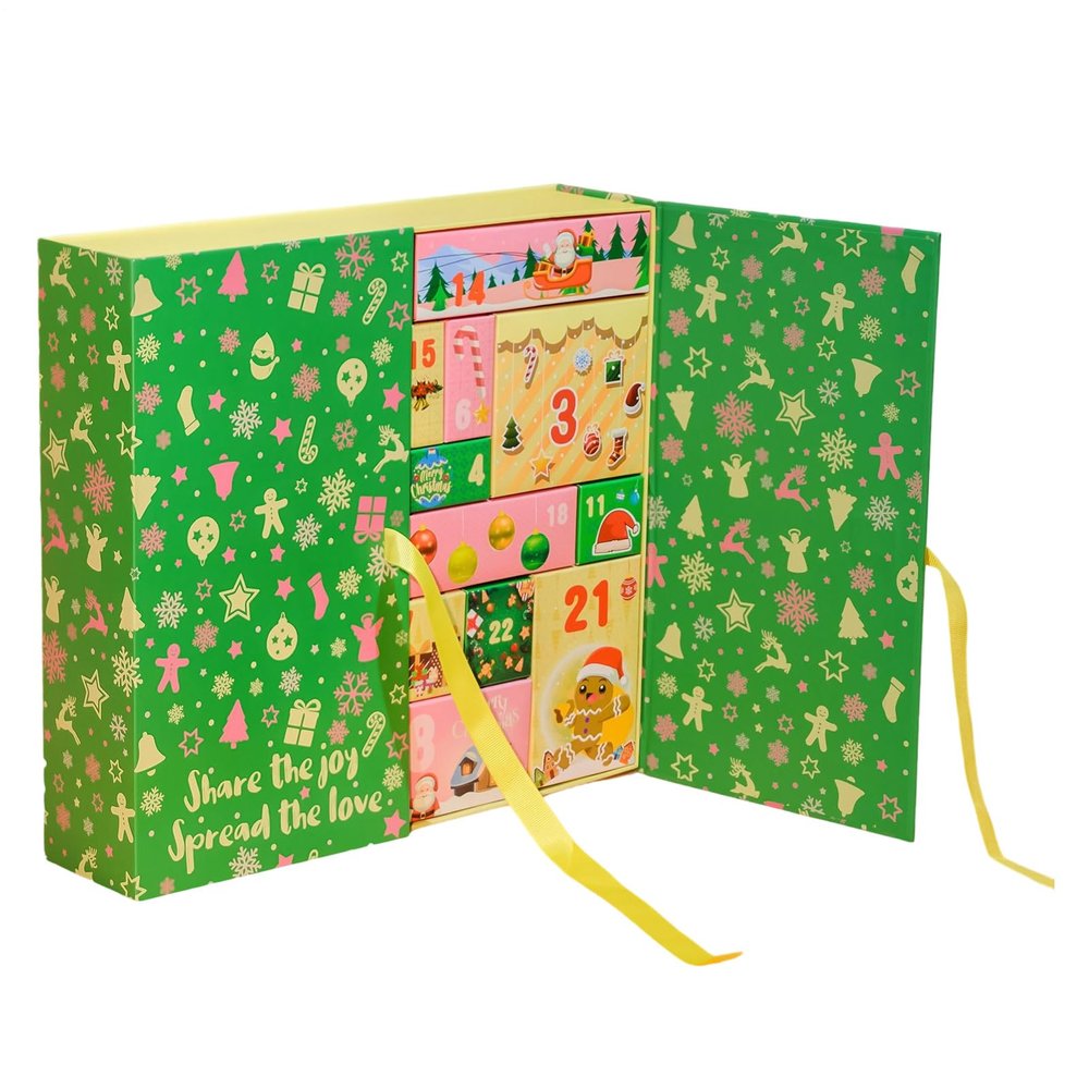 Christmas Countdown Calendar Box - 24-Day 2025 Christmas-Themed Box Empty for Adults,Holiday Case Home Decoration for Table Candy Treat Desktop Windowsill Shelf Handwritten Card Chocolate Dining
